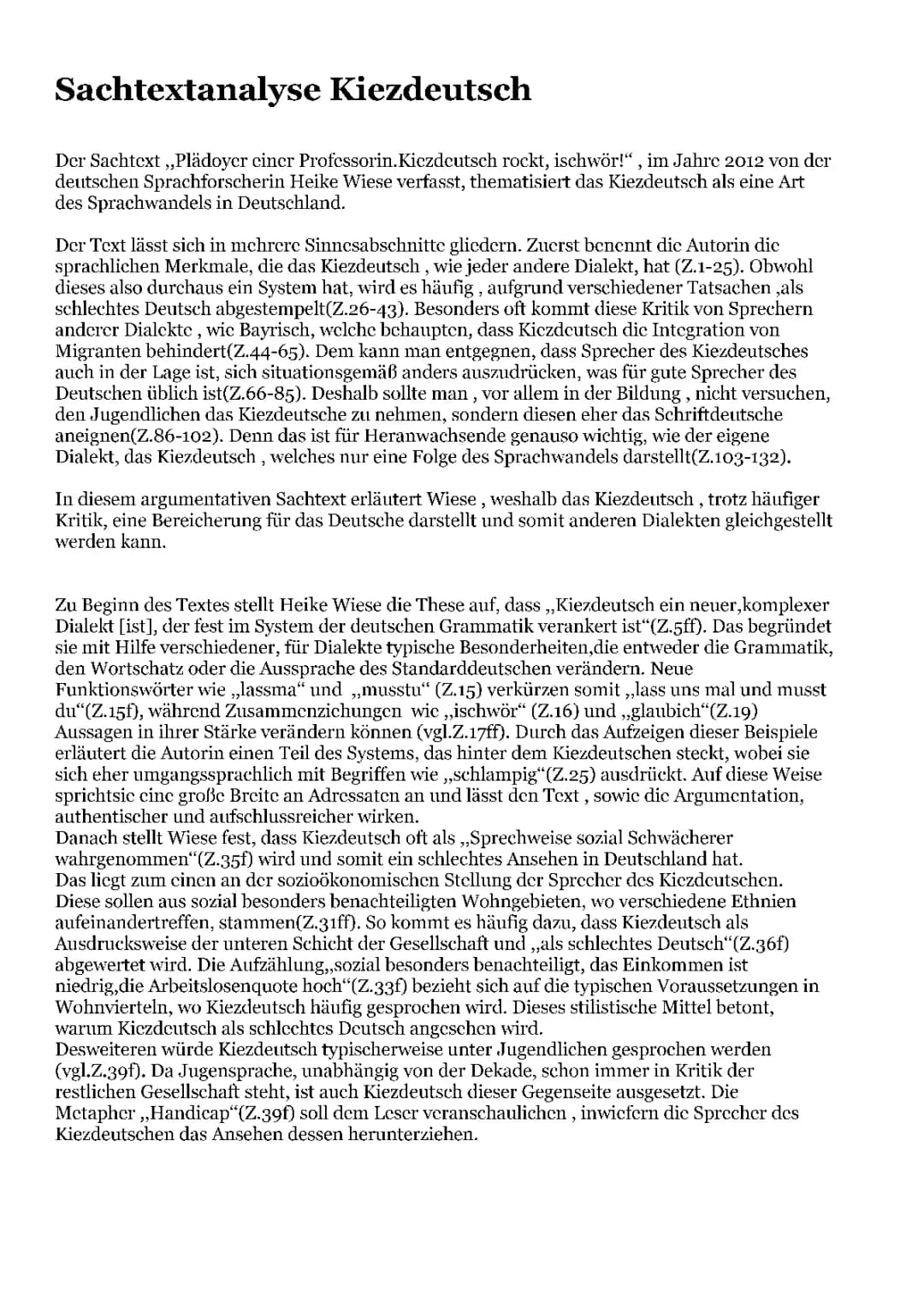 Sachtextanalyse Kiezdeutsch