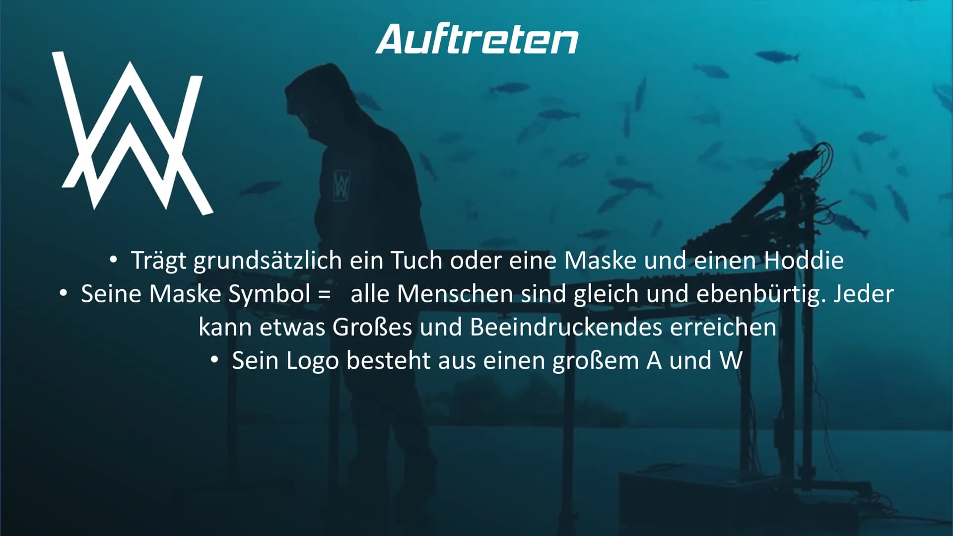 Alan Walker und EDM
W
501 ●
Wer ist Alan Walker?
•britisch-norwegischer EDM-DJ und
Musikproduzent
Geb. Am 24.08.1997 in Northampton, England