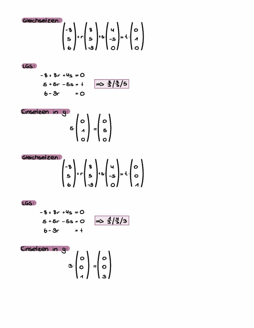 Beispiel 1:
GAU SVERFAHREN
2x1-3xz-5xs =4
2x₂ + x3 = 0
3x3 = 6
2x -3x₂-5-2=-1
2x2 + 2 = O
x3 = 2
21-3-(-1)-10 = -A
x2
x3 -2
x₁ = 1
x2 = -1
*
