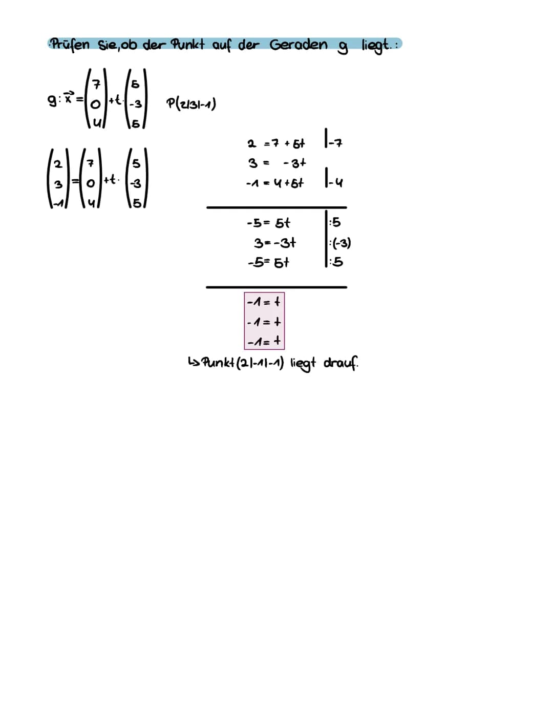 Beispiel 1:
GAU SVERFAHREN
2x1-3xz-5xs =4
2x₂ + x3 = 0
3x3 = 6
2x -3x₂-5-2=-1
2x2 + 2 = O
x3 = 2
21-3-(-1)-10 = -A
x2
x3 -2
x₁ = 1
x2 = -1
*