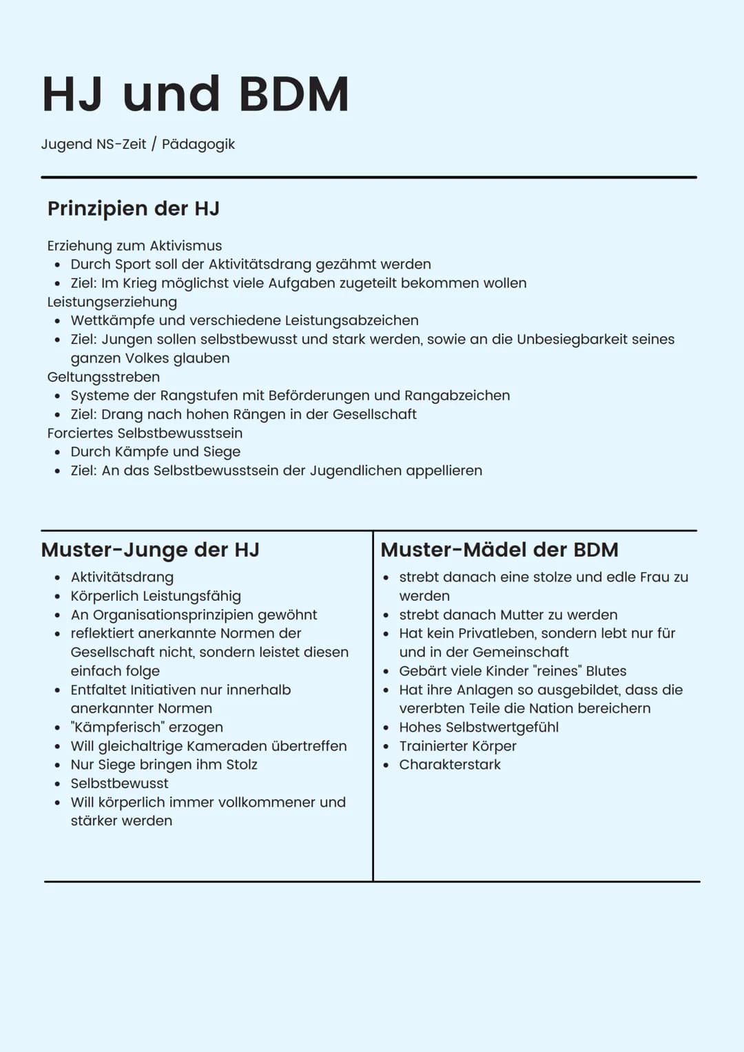 Hitler als Erzieher
Jugend NS-Zeit / Pädagogik
Prinzipien Hitlers
Führer-Gefolgschaftsprinzip
(Autorität und Gehorsam)
Prinzip des Rassenged