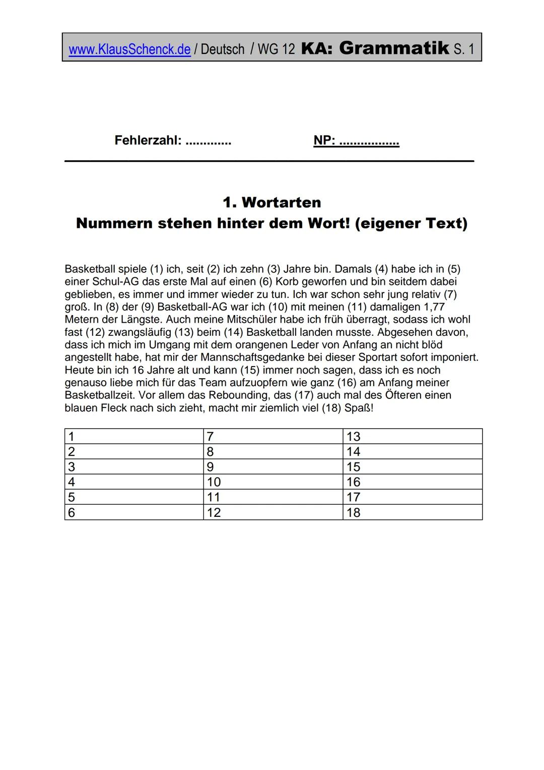 www.KlausSchenck.de / Deutsch / WG 12 KA: Grammatik... / S. 1

(Deutsch/Grammatik/KAWortZeit-WG12-16-Übungsmaterial)

Fehlerzahl: ..........
