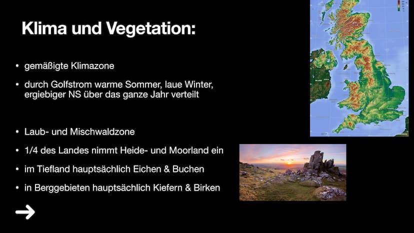 England
1. Über England
2. Klima und Vegetation
3. Politik
4. Wirtschaft
5. Industrie
6. Haupstadt
7. FunFacts
8. Quiz & Lösung
9. Quellen ●