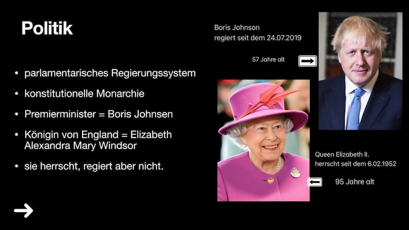 England
1. Über England
2. Klima und Vegetation
3. Politik
4. Wirtschaft
5. Industrie
6. Haupstadt
7. FunFacts
8. Quiz & Lösung
9. Quellen ●