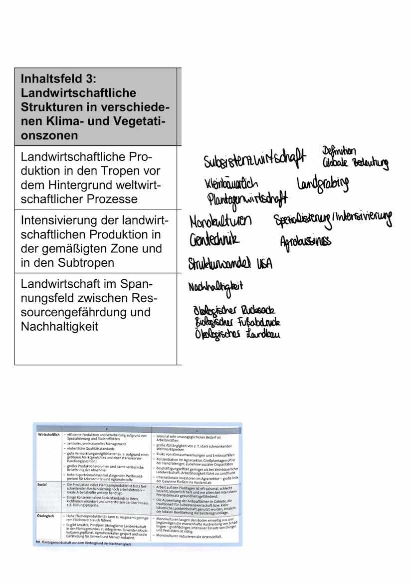 Landwirtschaft Inhaltsfeld 3:
Landwirtschaftliche
Strukturen in verschiede-
nen Klima- und Vegetati-
onszonen
Landwirtschaftliche Pro-
dukti
