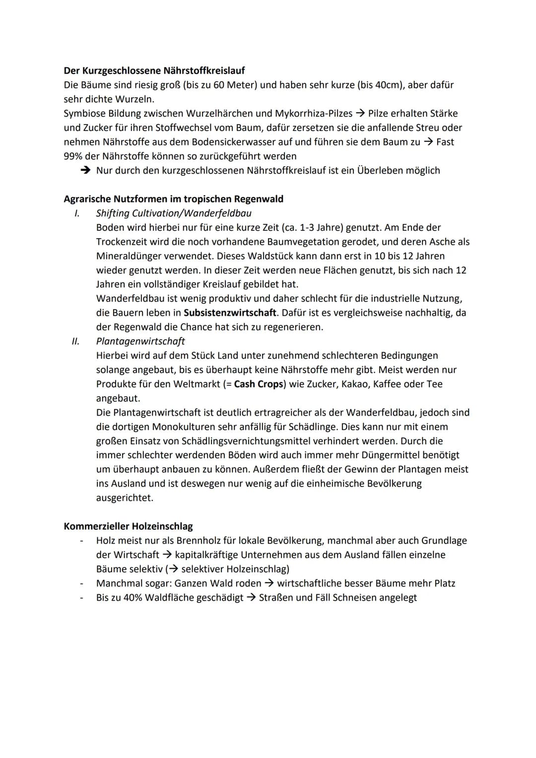 Erdkunde Abitur - Schwerpunkt - Kapitel 2.1 Die Tropen
Aufteilung der Tropen in 2 Arten:
I. Innere/immer feuchte Tropen: 10° nördlich und 10