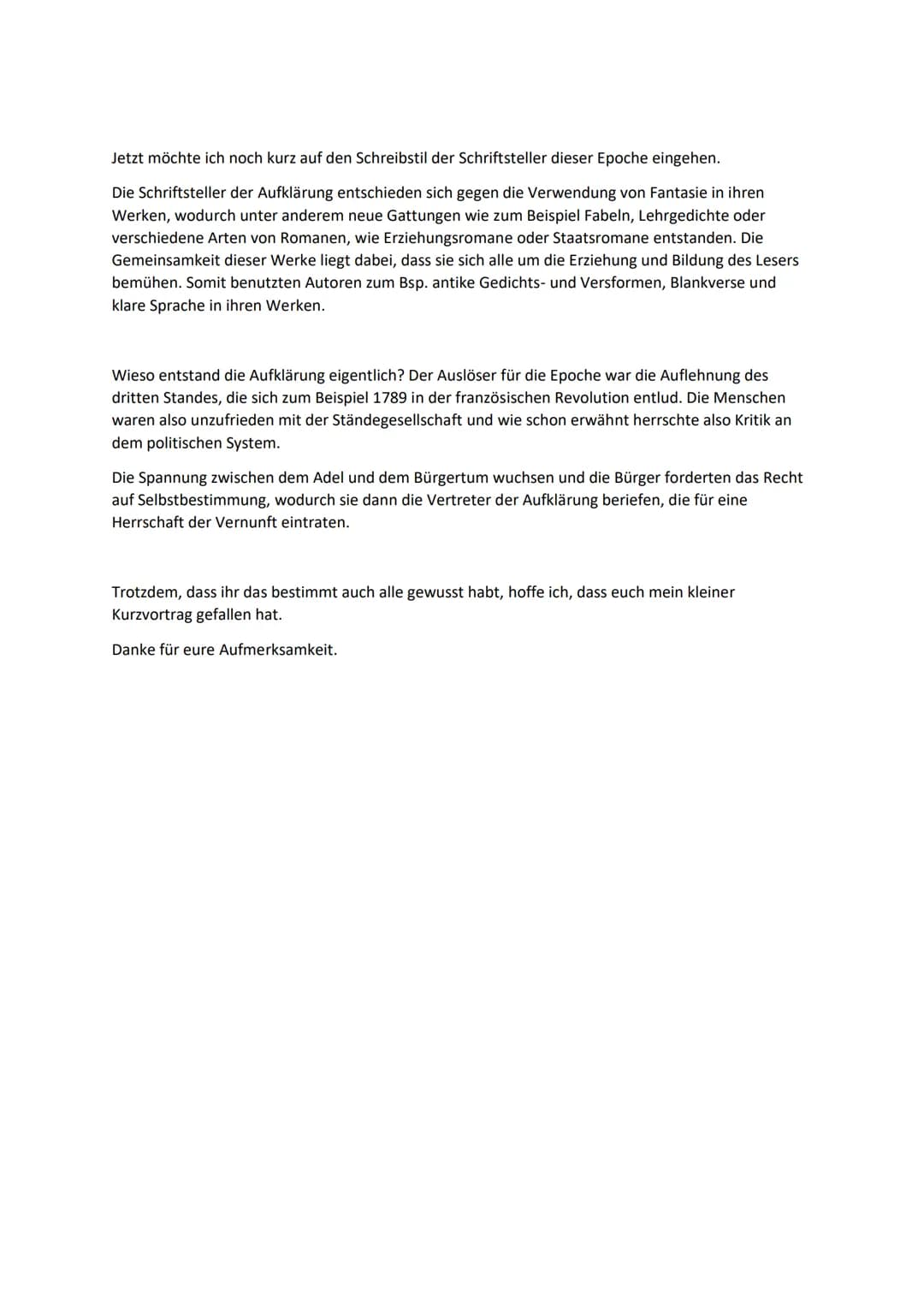 Die Aufklärung
Was ist die Aufklärung überhaupt? Ihr wisst es bestimmt alle schon, jedoch möchte ich es trotzdem
nochmal erläutern.
Nach Imm
