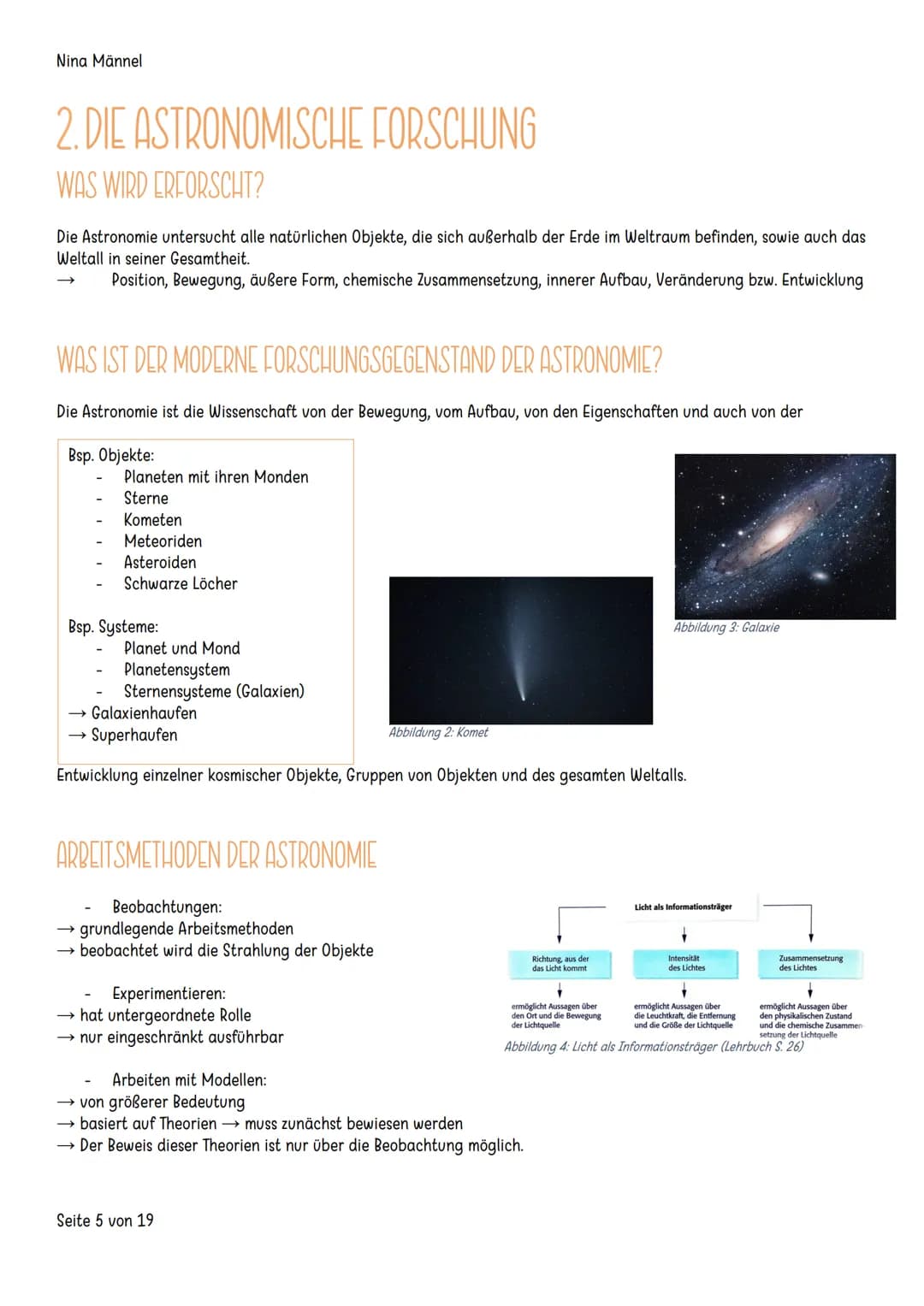 ASTRONOMIE
NINA MÄNNEL Nina Männel
INHALTSVERZEICHNIS
1.
Weltbilder.
Astronomie früher und heute.
a. Geozentrisches Weltbild.
2.
b.
Heliozen