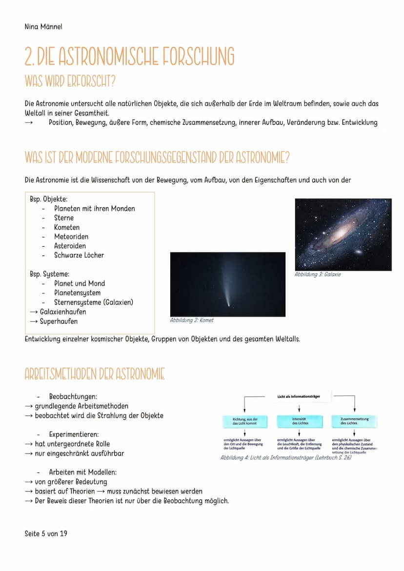 ASTRONOMIE
NINA MÄNNEL Nina Männel
INHALTSVERZEICHNIS
1.
Weltbilder.
Astronomie früher und heute.
a. Geozentrisches Weltbild.
2.
b.
Heliozen