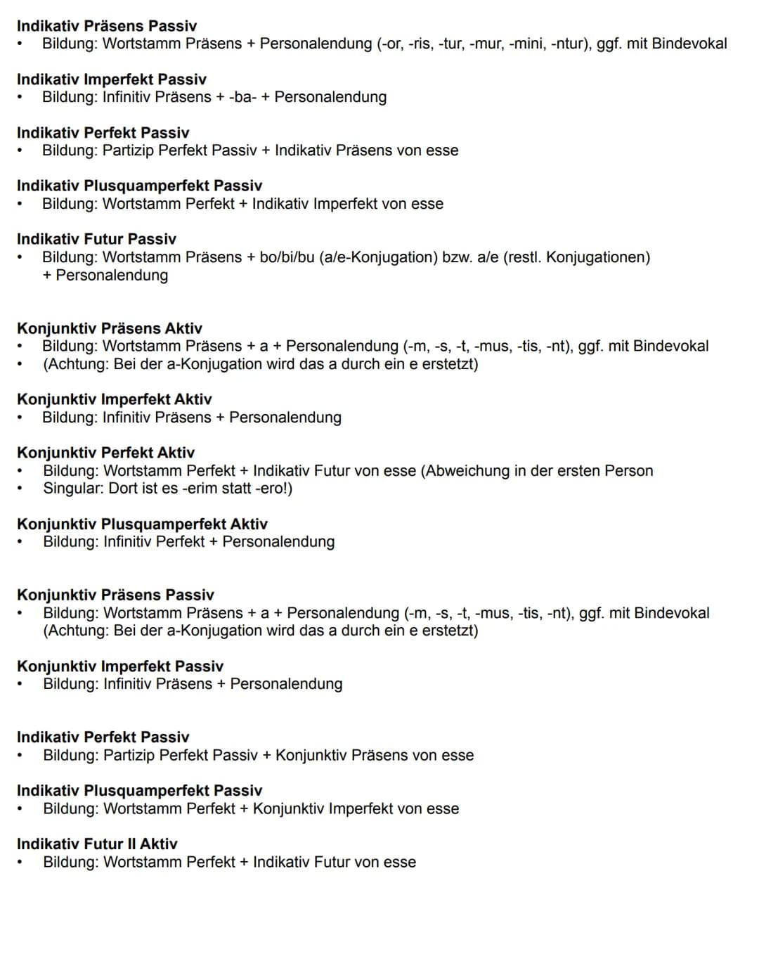 Allgemeines:
1. Konjugationen
2. Deklinationen
3. Grammatik (Aci, PPP, PPA, Gerundivum, Gerundium, Ablativus absolutus)
4. Vokabeln
5. Stilm