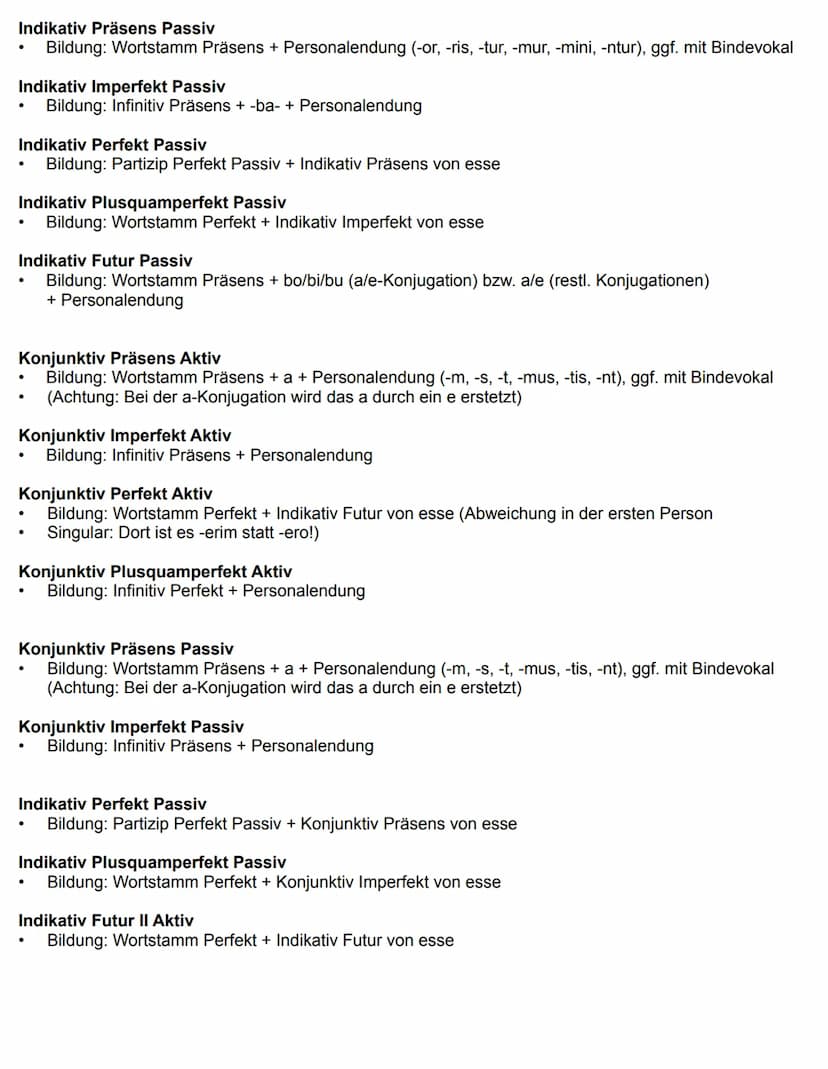 Allgemeines:
1. Konjugationen
2. Deklinationen
3. Grammatik (Aci, PPP, PPA, Gerundivum, Gerundium, Ablativus absolutus)
4. Vokabeln
5. Stilm