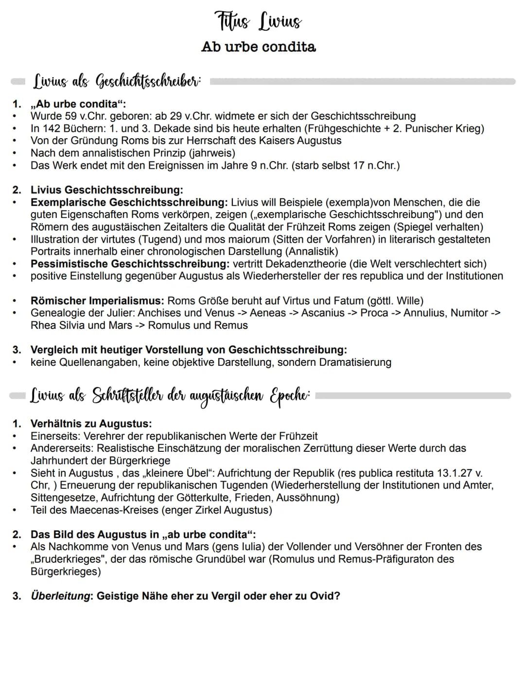 Allgemeines:
1. Konjugationen
2. Deklinationen
3. Grammatik (Aci, PPP, PPA, Gerundivum, Gerundium, Ablativus absolutus)
4. Vokabeln
5. Stilm