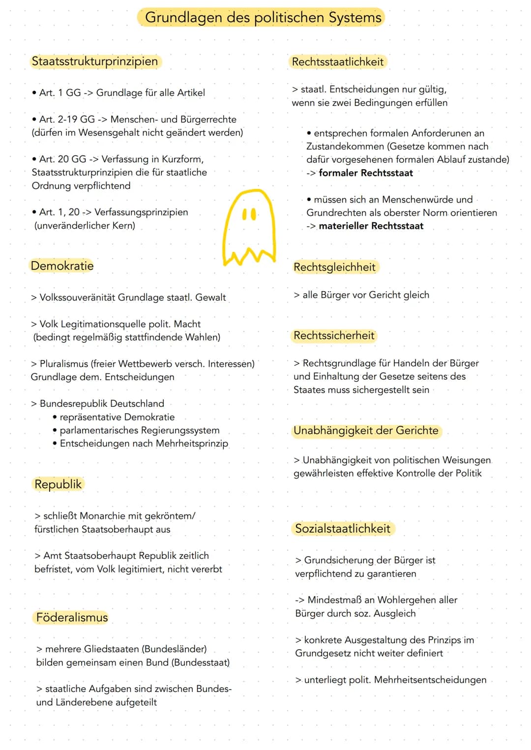  Staatsstrukturprinzipien
Grundlagen des politischen Systems
• Art. 1 GG -> Grundlage für alle Artikel
• Art. 2-19 GG -> Menschen- und Bürge