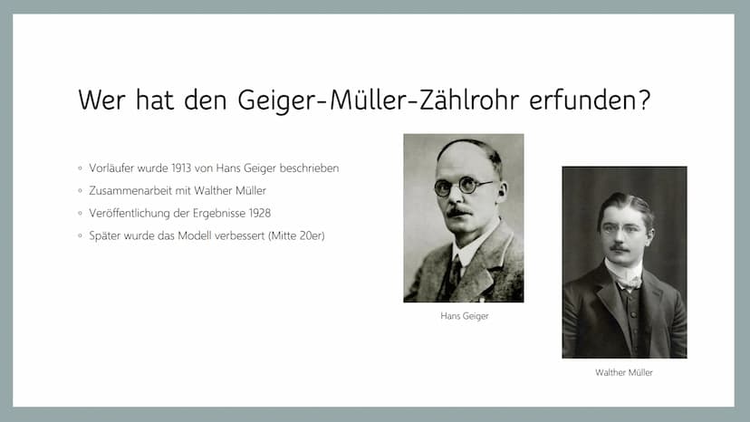Geiger-Müller-Zählrohr
...
.. O
Allgemeine Information
Erklärung von Radioaktivität
Aufbau vom Geiger-Müller-Zählrohr
• Funktionsweise
• Unt