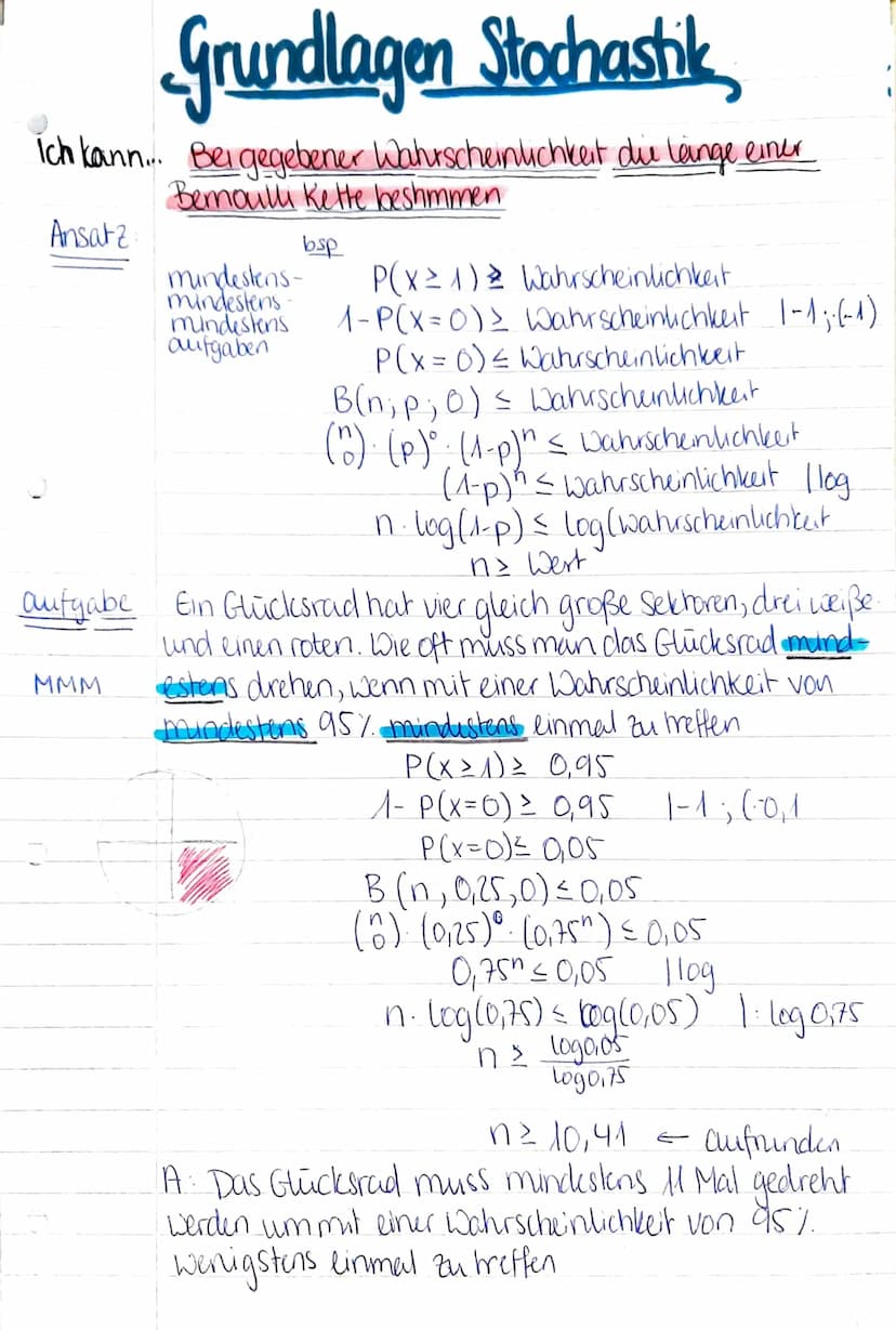 mathe Lernzettel
Das musst du alles drauf haben in Stochastik...
Laplace-Experiment: Zufallsexperiment, bei dem
alle möglichen Ergebnisse gl