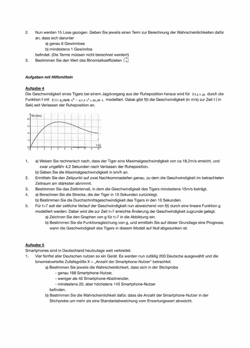 Aufgaben ohne Hilfsmittel
Aufgabe 1
Der abgebildete Graph gehört zur Funktion g mit
3.
4.
1309
1. Ermitteln Sie die Extremstellen von g.
2. 