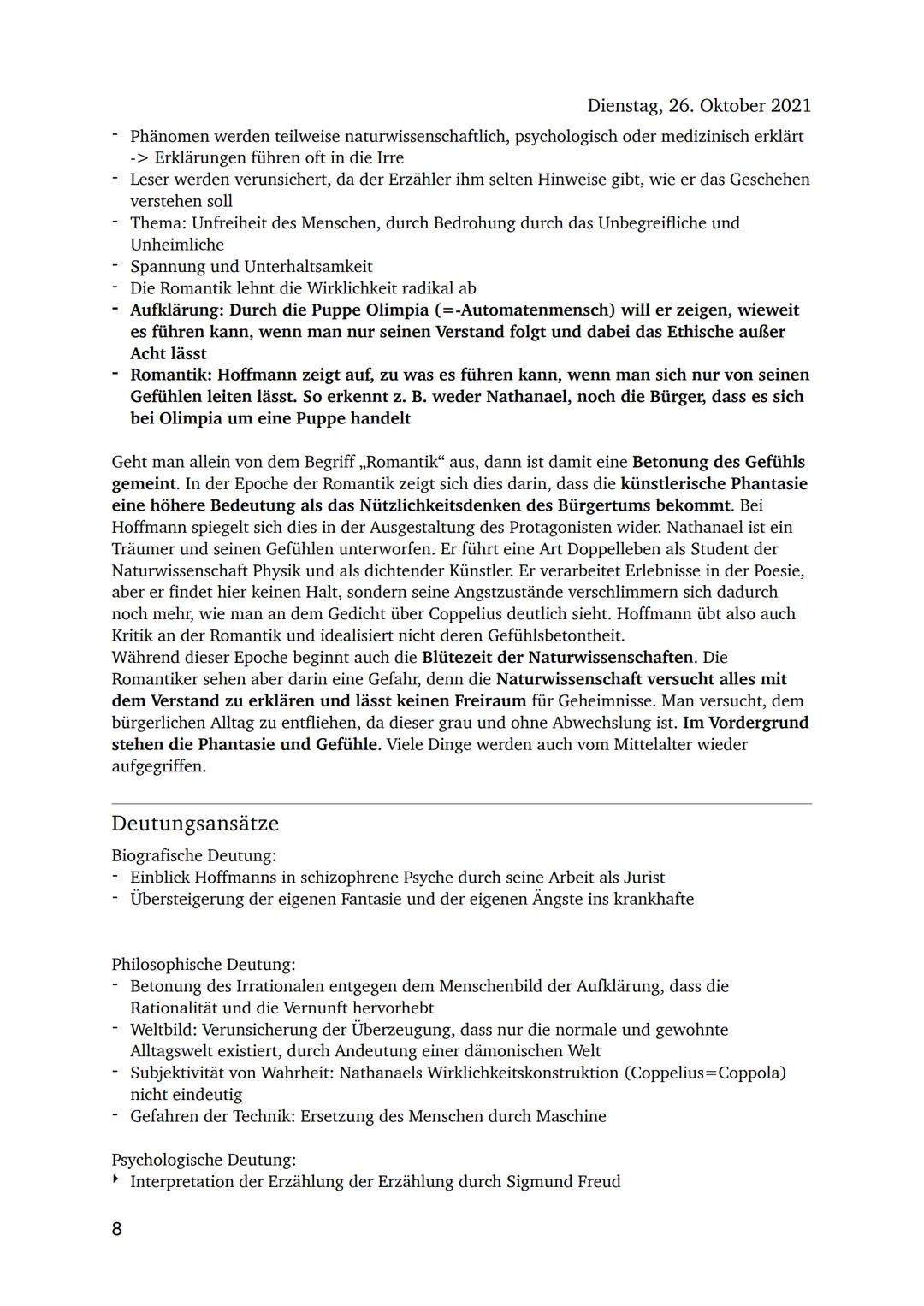 Dienstag, 26. Oktober 2021

Der Sandmann

Allgemeine Infos:
Autor: E.T.A. Hoffmann (Ernst Theodor Amadeus Hoffmann)
Jahr: 1816
Textsorte: No