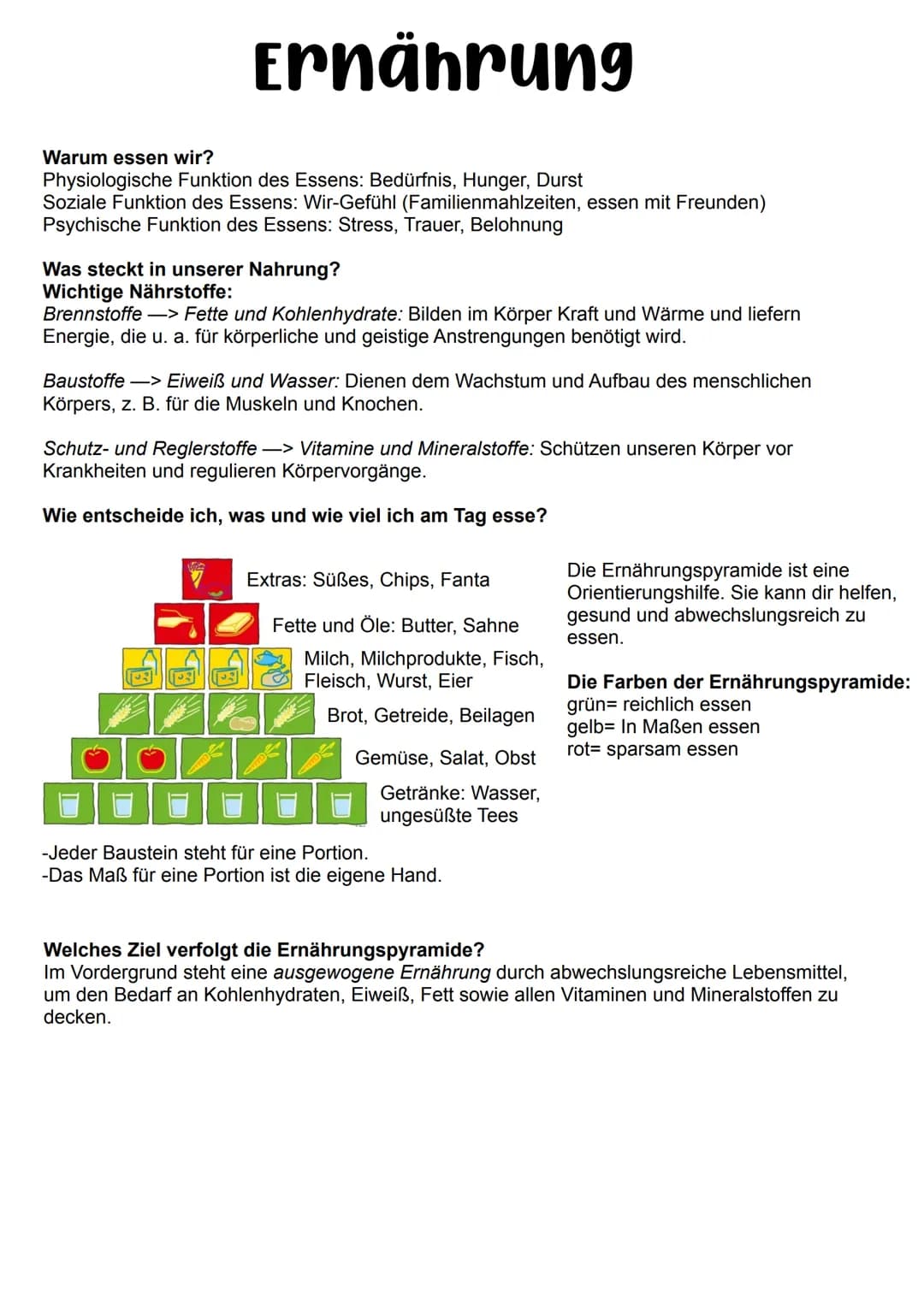 Warum essen wir?
Physiologische Funktion des Essens: Bedürfnis, Hunger, Durst
Soziale Funktion des Essens: Wir-Gefühl (Familienmahlzeiten, e