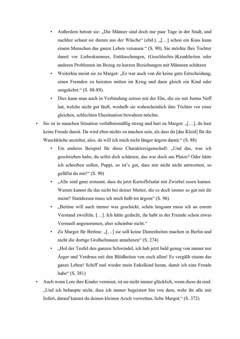 Charakterisierung von Lore Neff (Margots Mutter)
2. Charakterisierung von Lore Neff
Name:
●
Alter:
Beruf:
Lore Neff
Nationalität:
Nicht ange