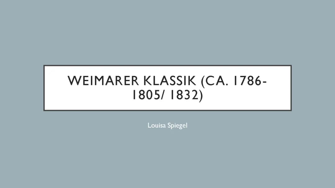Die Weimarer Klassik: Merkmale, Werke und die Freundschaft von Goethe und Schiller