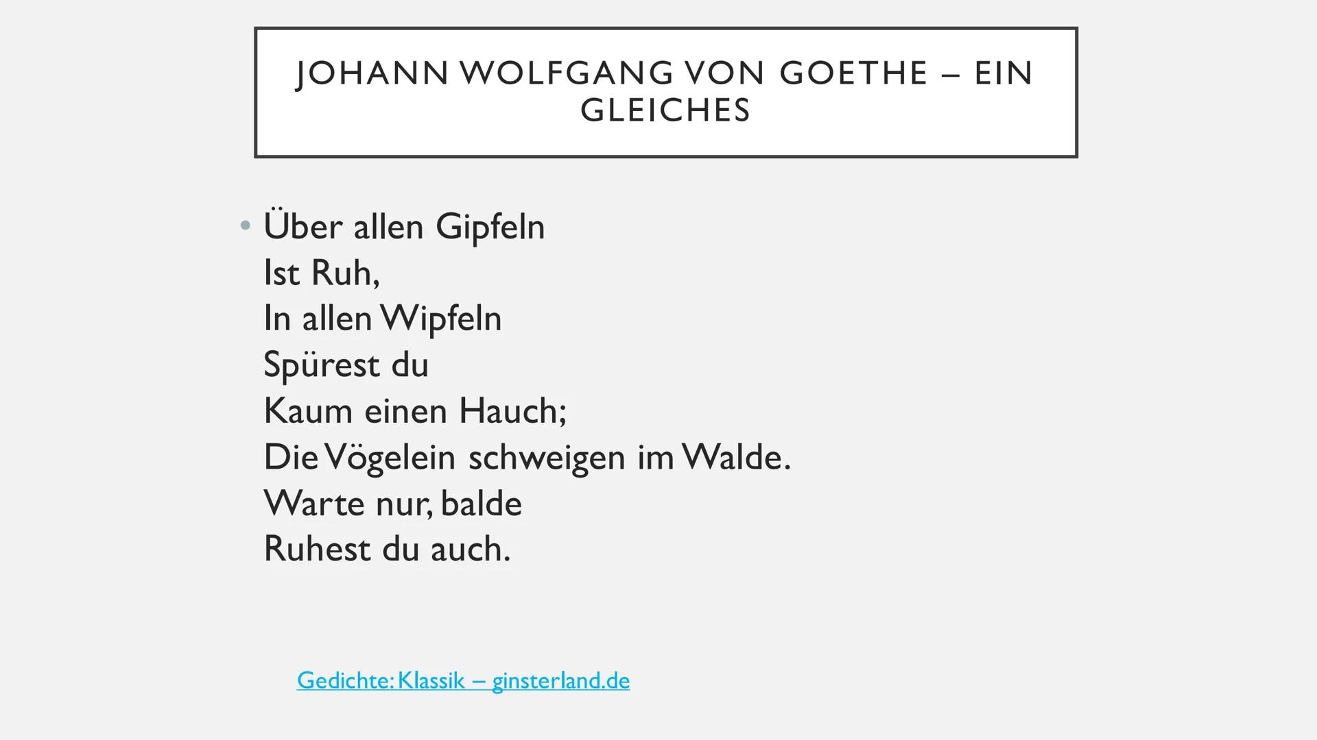 WEIMARER KLASSIK (CA. 1786-
1805/ 1832)
Louisa Spiegel Klassik
Was fällt euch ein ? "EDEL SEI DER MENSCH, HILFREICH
UND GUT."
Johann Wolfgan