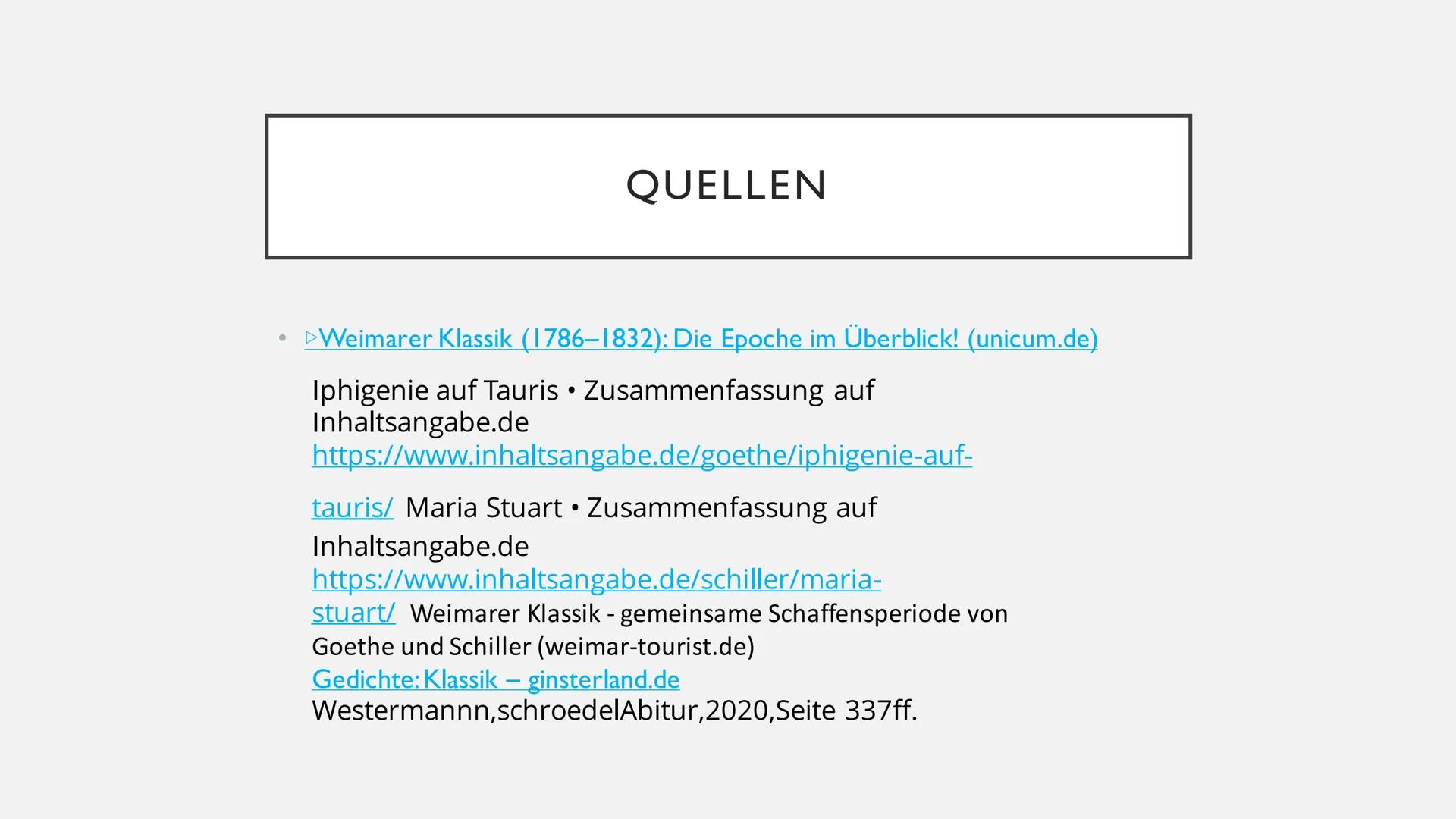 WEIMARER KLASSIK (CA. 1786-
1805/ 1832)
Louisa Spiegel Klassik
Was fällt euch ein ? "EDEL SEI DER MENSCH, HILFREICH
UND GUT."
Johann Wolfgan