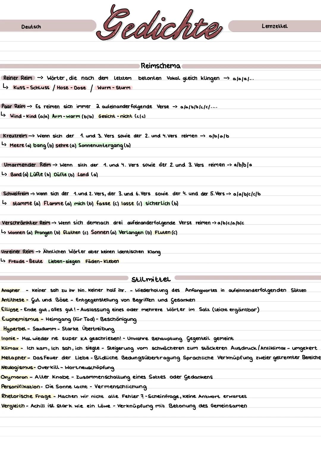 Deutsch
Gedichte
Reiner Reim →→ Wörter, die nach
dem
letztem
L> Kuss-Schluss / Hose - Dose / Wurm - Sturm
دا
Reimschema
betonten Vokal gleic