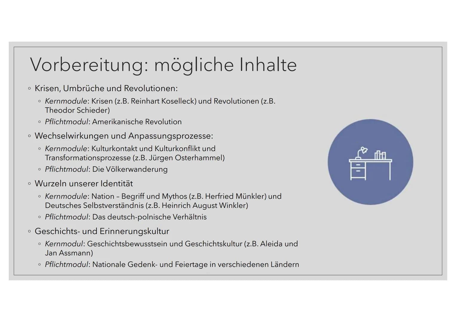 MÜNDLICHE
ABITURPRÜFUNG 2022
Geschichte
VIXMPUAS Übersicht
VORBEREITUNG
9
PRÜFUNGSABLAUF BEISPIELPRÜFUNG Vorbereitung: mögliche Inhalte
Kris