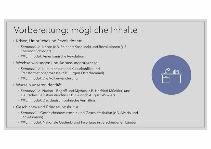 MÜNDLICHE
ABITURPRÜFUNG 2022
Geschichte
VIXMPUAS Übersicht
VORBEREITUNG
9
PRÜFUNGSABLAUF BEISPIELPRÜFUNG Vorbereitung: mögliche Inhalte
Kris
