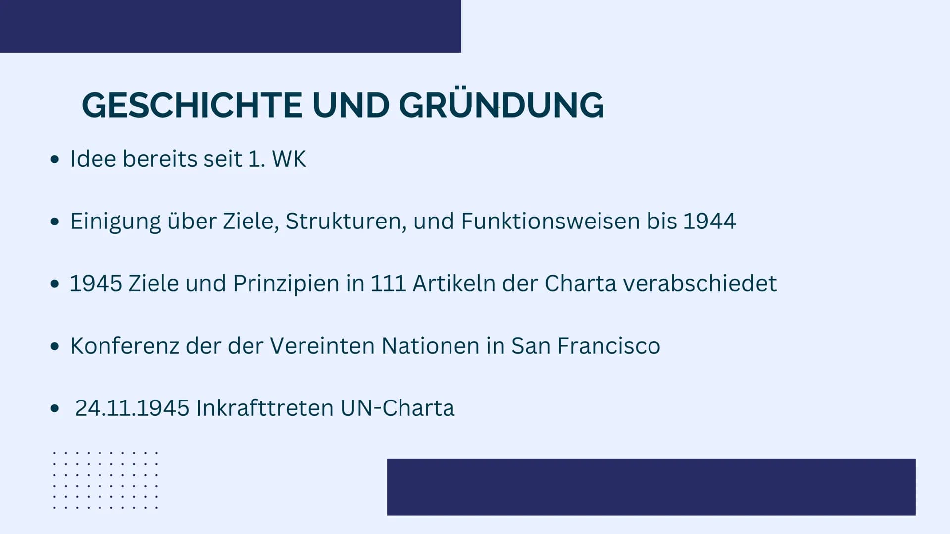 
<p>Die Vereinten Nationen (VN) oder auch United Nations (UNO) genannt, sind das wichtigste Forum internationaler Beziehungen, das im Rahmen