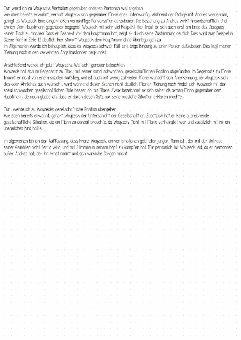 Selbst/Fremdcharakterisierung
Szene Szene 2, Szene 4, Szene 5
-Sprache
Woyzeck Chara Florisierung
Charaktereigenschaften
-Verhalten gegenübe