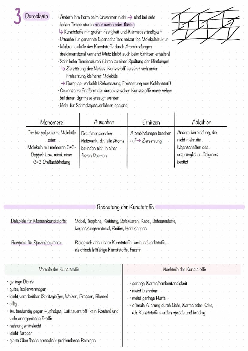 KUNSTSTOFFE
Kunststoffe (= Polymere) sind organischer Natur. Sie sind aus Monomeren zu Polymeren (=Makromolekülen) zusammengesetzt.
(Molekül