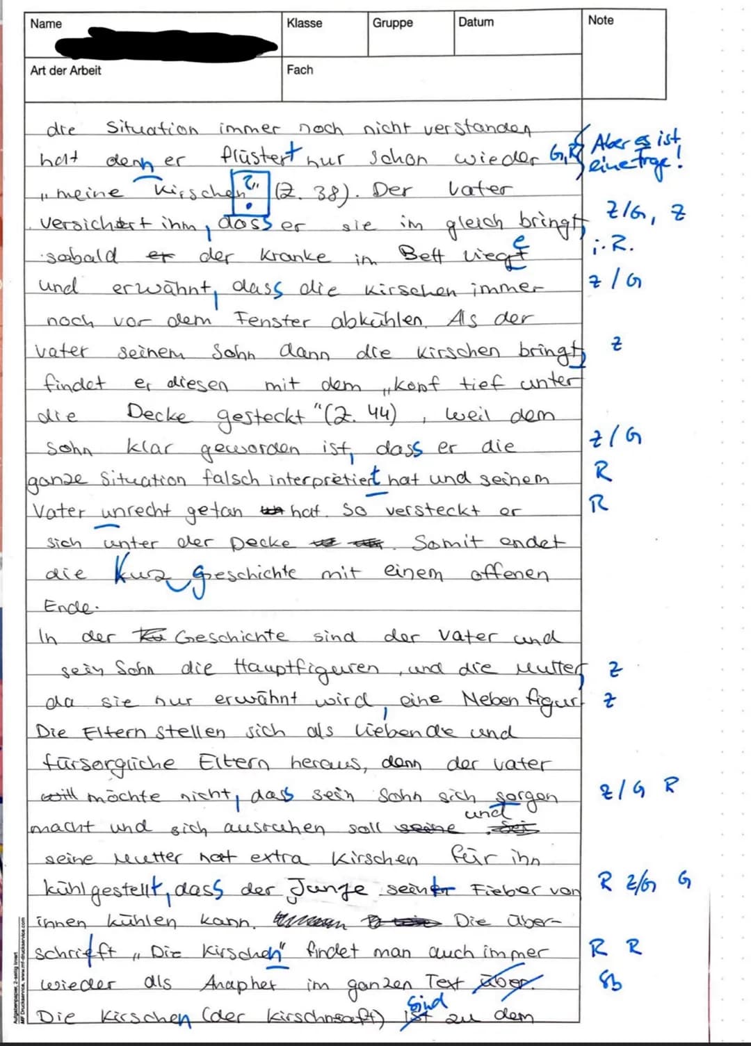 Name
Art der Arbeit:
Kursarbeit
U
von
In der Kurzgeschichte, Die Kirschen.
auß dem Jahr
1946
Klasse
Deutsch
"von Wolfgang Borchert
einen kra
