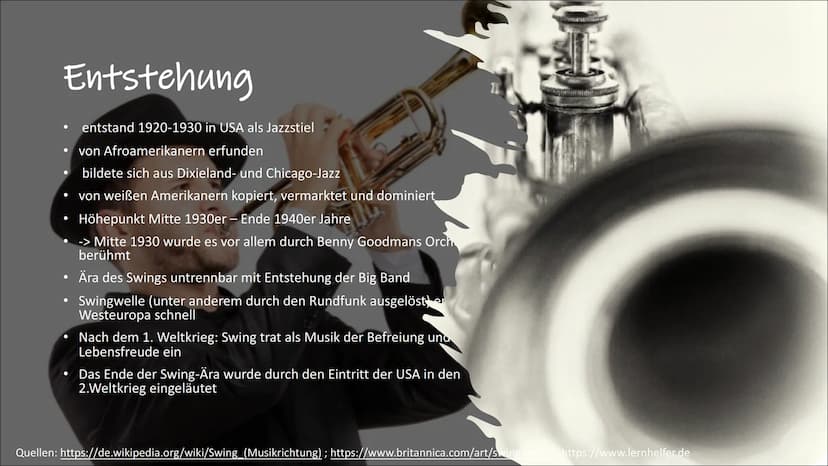 차 수
Andu N
ONCIMS Entstehung
entstand 1920-1930 in USA als Jazzstiel
von Afroamerikanern erfunden
bildete sich aus Dixieland- und Chicago-Ja