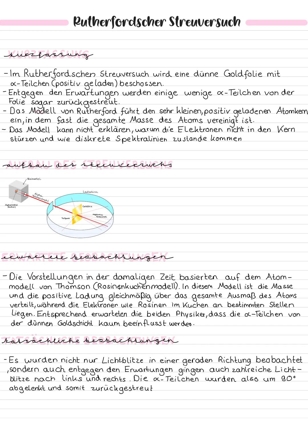 hurzfassung
-Im Rutherfordschen Streuversuch wird eine dünne Goldfolie mit.
x-Teilchen (positiv geladen) beschossen.
-Entgegen den Erwartung