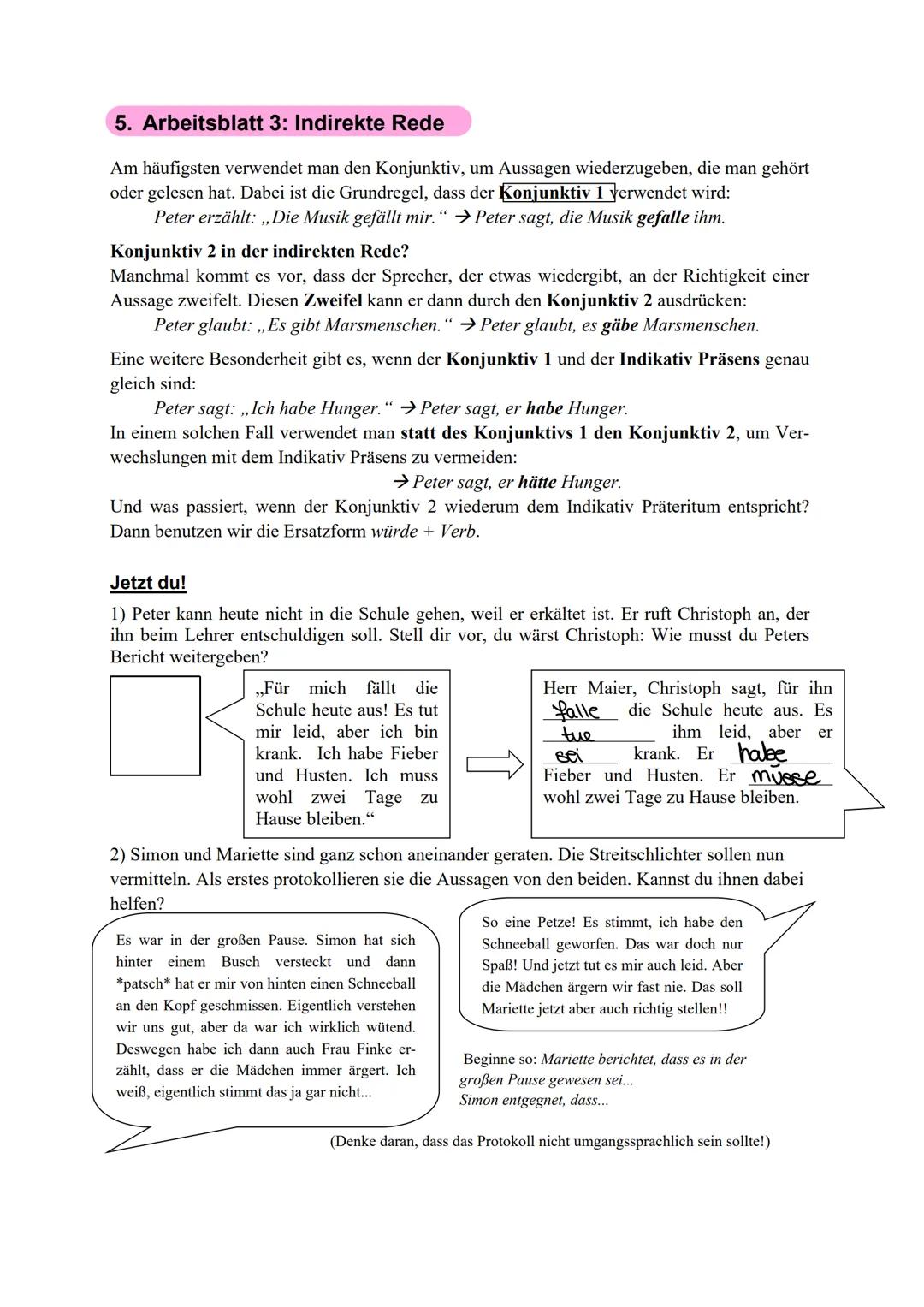 ©2011 Comelsen Verlag, Berlin, Alle Rechte vorbehalten.
Grammatik und sprachlicher Ausdruck
Der Konjunktiv I
Der Konjunktiv I ist eine Aussa