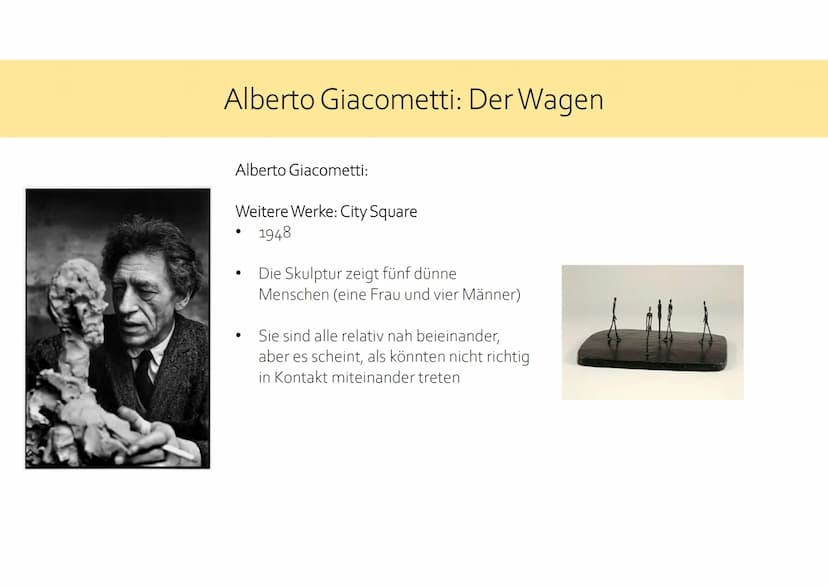 Alberto Giacometti: Der Wagen
Max Ernst: Capricorn Alberto Giacometti: Der Wagen
Titel:
Jahr:
●
1950
Technik:
Der Wagen
Die Frau auf dem Wag