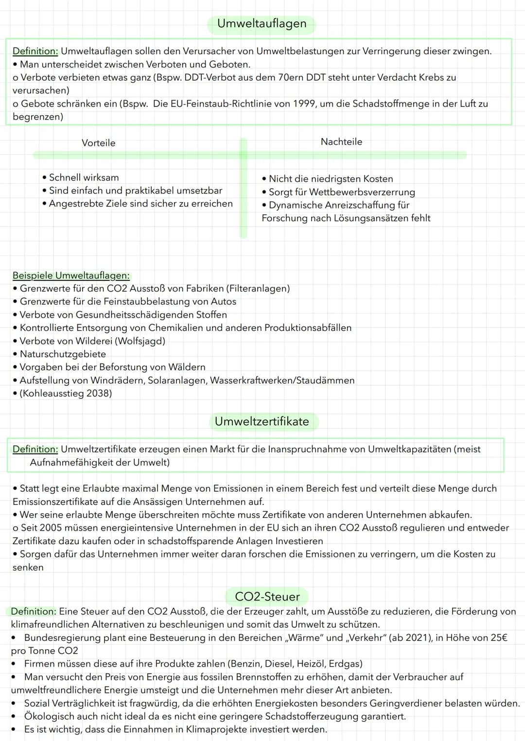 Ökonomie vs. Ökologie
1. Instrumente der Umweltpolitik
1.1 Internalisierung durch das Umwelthaftungsrecht
1.2 Steuern und Abgaben
2. Ziele u
