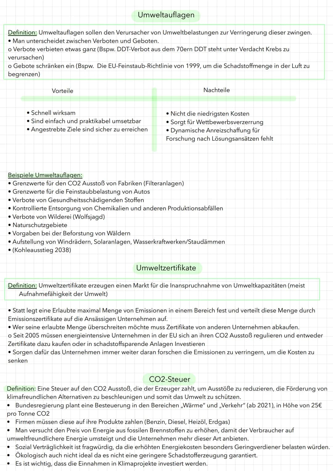 Ökonomie vs. Ökologie
1. Instrumente der Umweltpolitik
1.1 Internalisierung durch das Umwelthaftungsrecht
1.2 Steuern und Abgaben
2. Ziele u