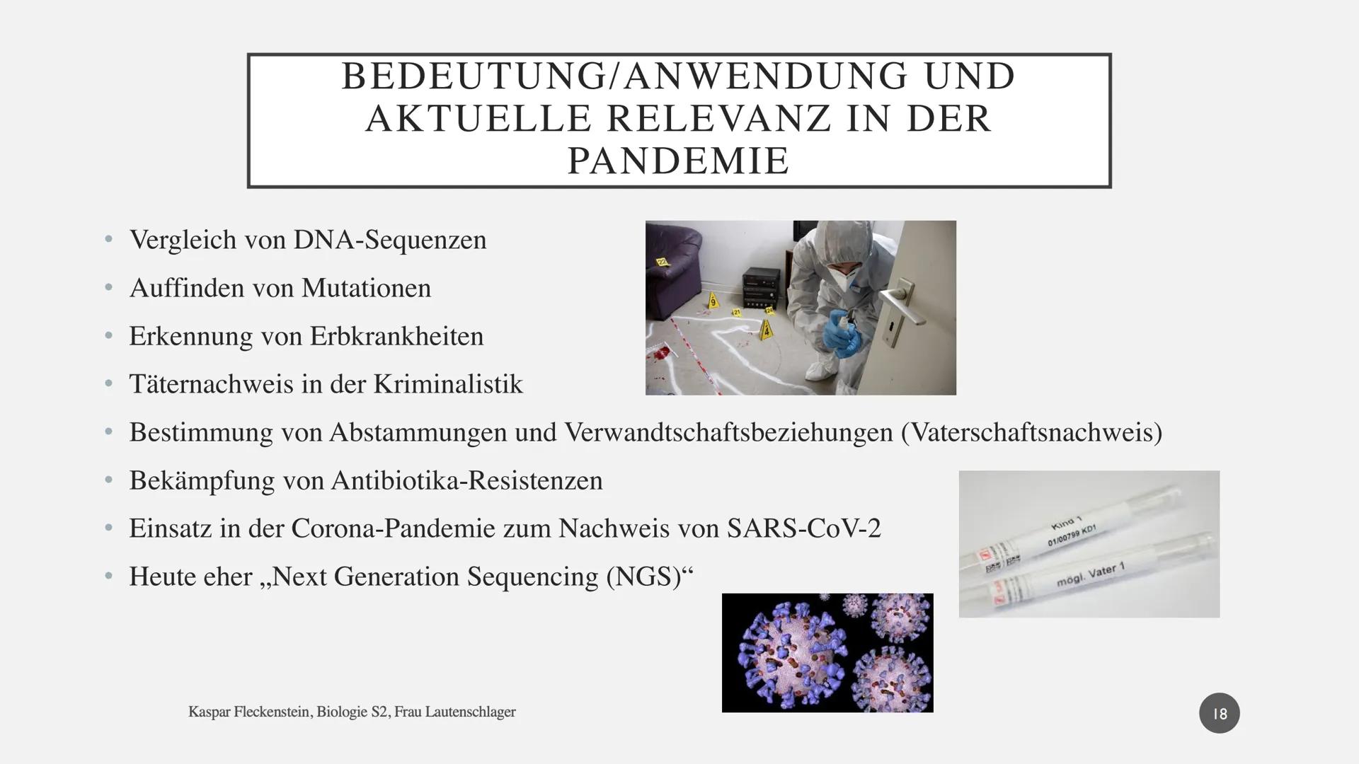 Biologie Präsentationsleistung: Dokumentation
SANGER-
SEQUENZIERUNG
Kaspar Fleckenstein
Gymnasium Blankenese, S2 DNA-SEQUENZIERUNG NACH SANG