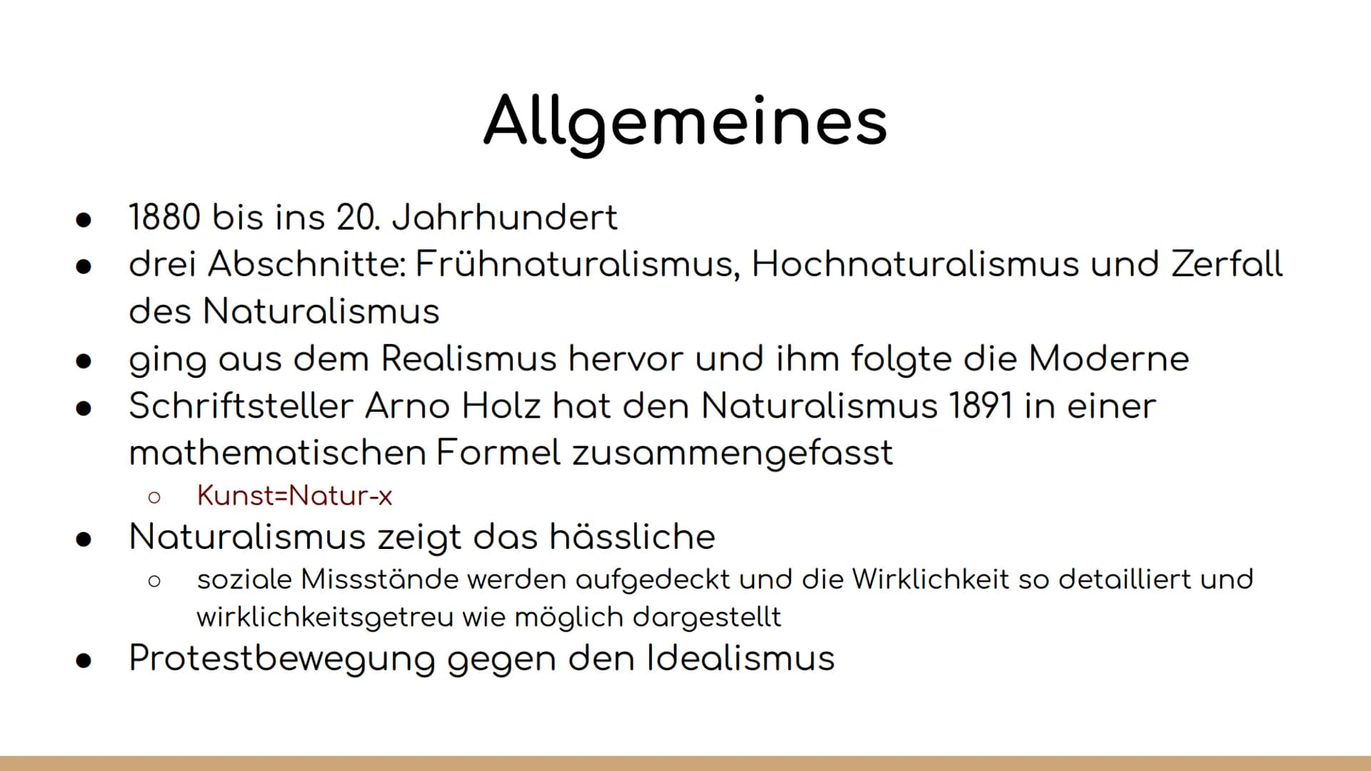 Naturalismus Definition
• Allgemeines
Wie hat sich die Epoche
entwickelt?
• Zeitgeschichtliche
Einordnung
Historischer Hintergrund
Literatur