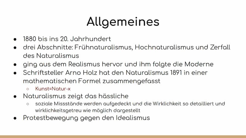 Naturalismus Definition
• Allgemeines
Wie hat sich die Epoche
entwickelt?
• Zeitgeschichtliche
Einordnung
Historischer Hintergrund
Literatur