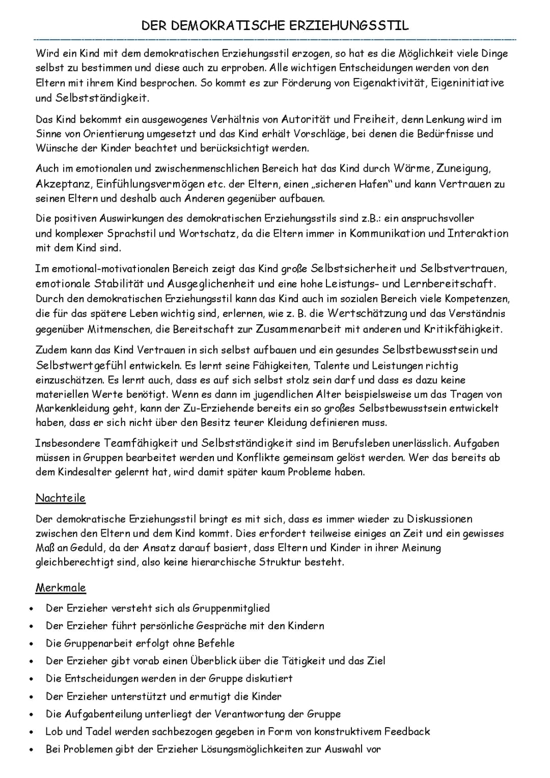 Demokratischer Erziehungsstil - Vorteile, Nachteile, Beispiele und Ziele
