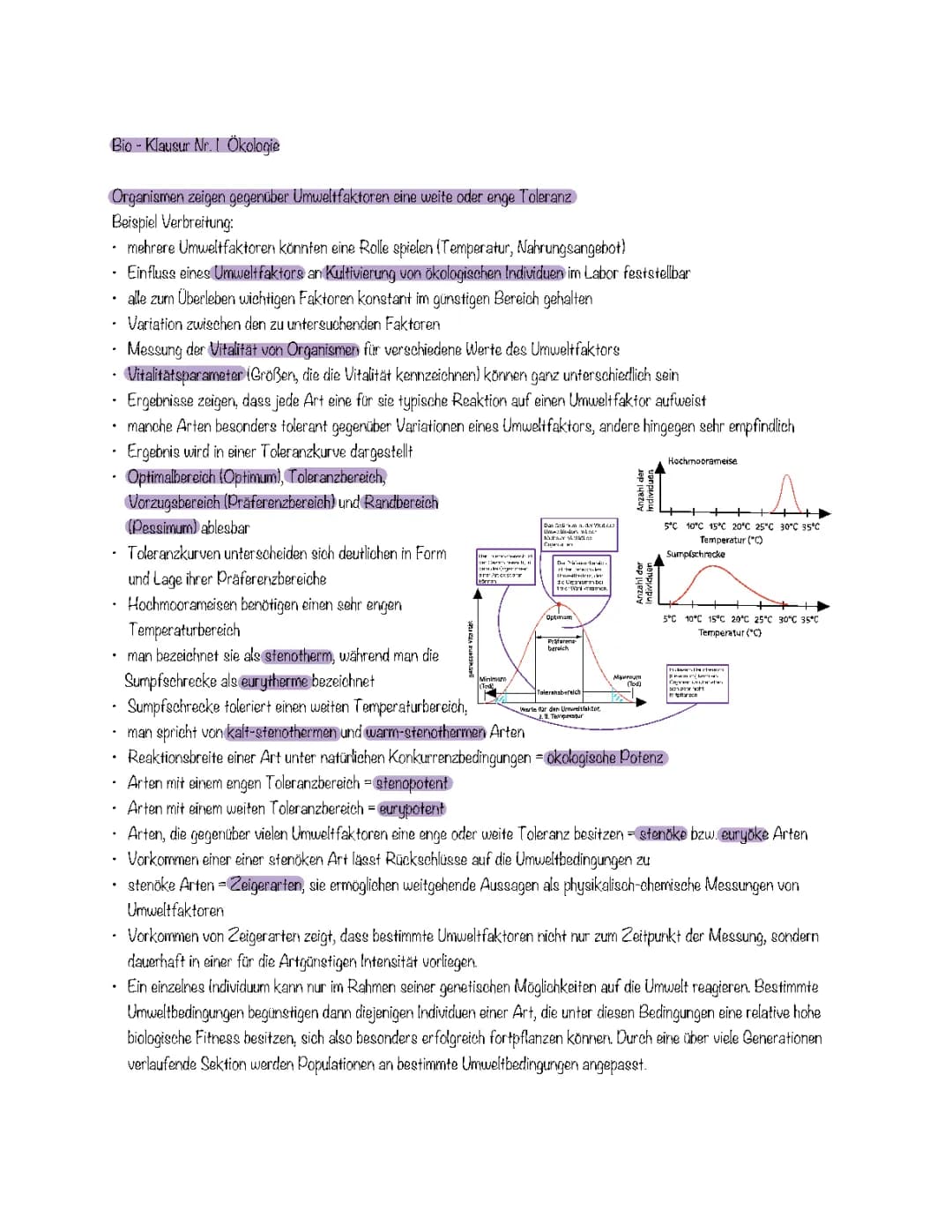 Ökologie Klausur PDF mit Lösungen für Biologie 11. Klasse und Abitur