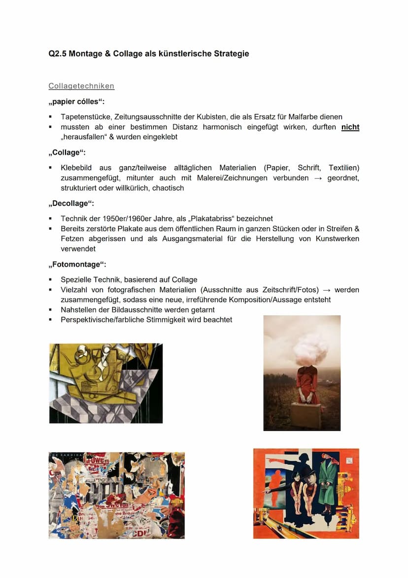 Einleitung:
Daten zum Künstler & zum Werk
Analyse einer Collage
Künstler, Titel, Enstehungsjahr, Material, Maße/Größe, Standort
Erster Eindr