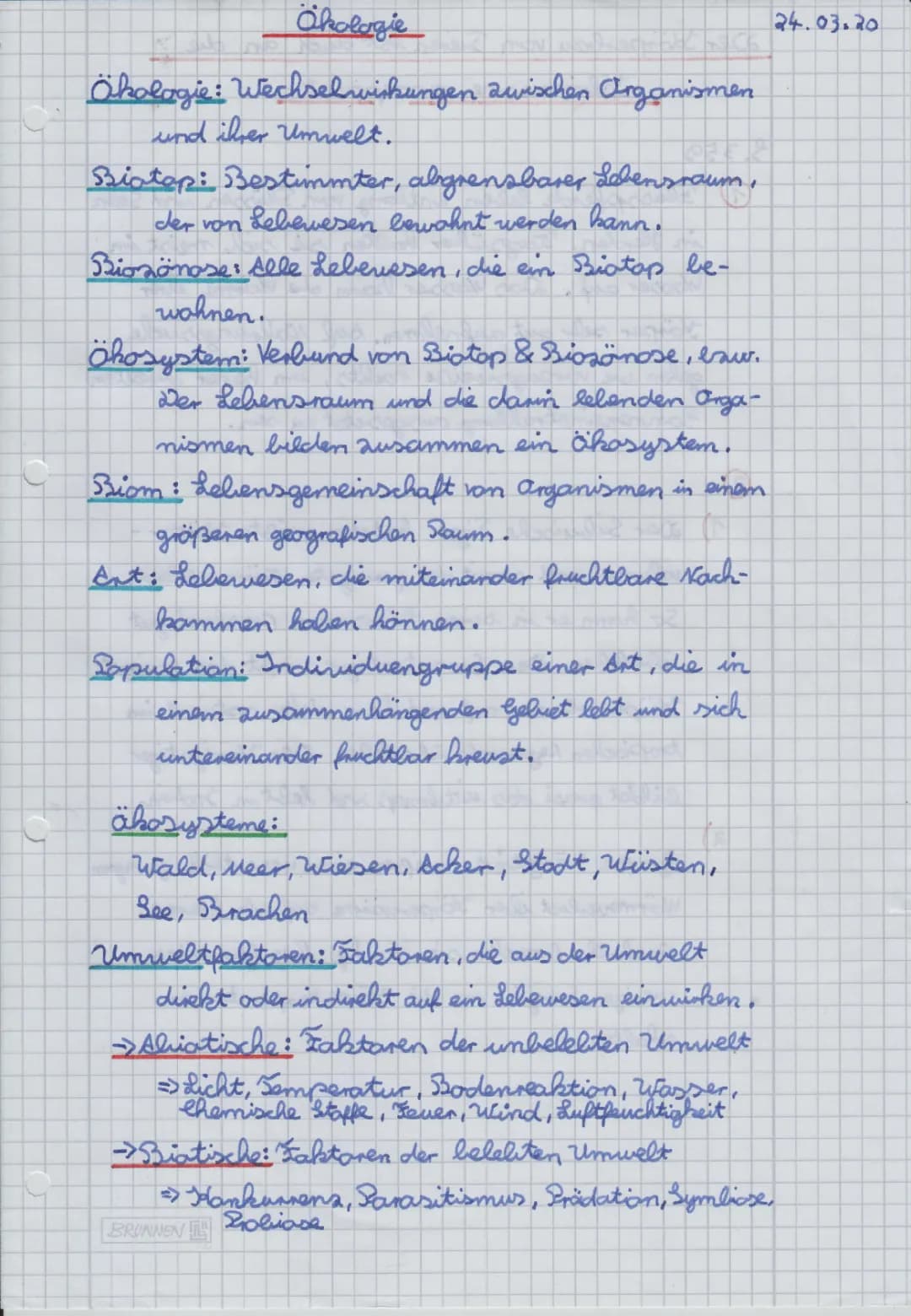 Ökologie - Wichtige Begriffe