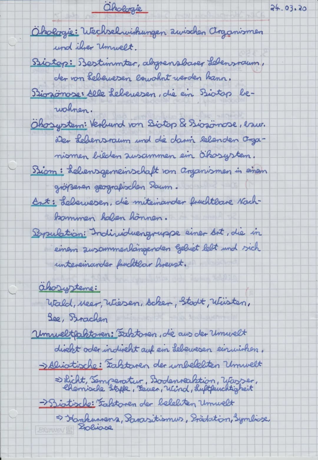C
Ökologie
Ökologie: Wechselwirkungen zwischen Arganismen
und ihrer Umwelt.
Biotop: Bestimmter, abgrensbarer Lebensraum,
Lebewesen bewohnt w