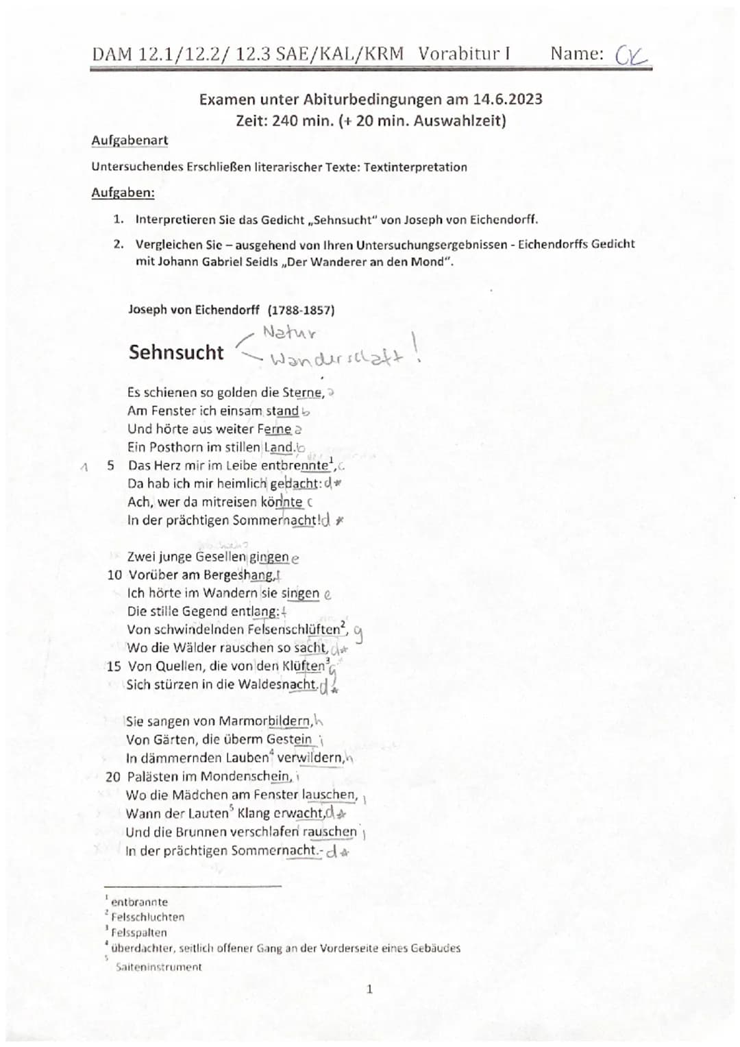 1
DAM 12.1/12.2/ 12.3 SAE/KAL/KRM Vorabitur I
Examen unter Abiturbedingungen am 14.6.2023
Zeit: 240 min. (+ 20 min. Auswahlzeit)
Aufgabenart