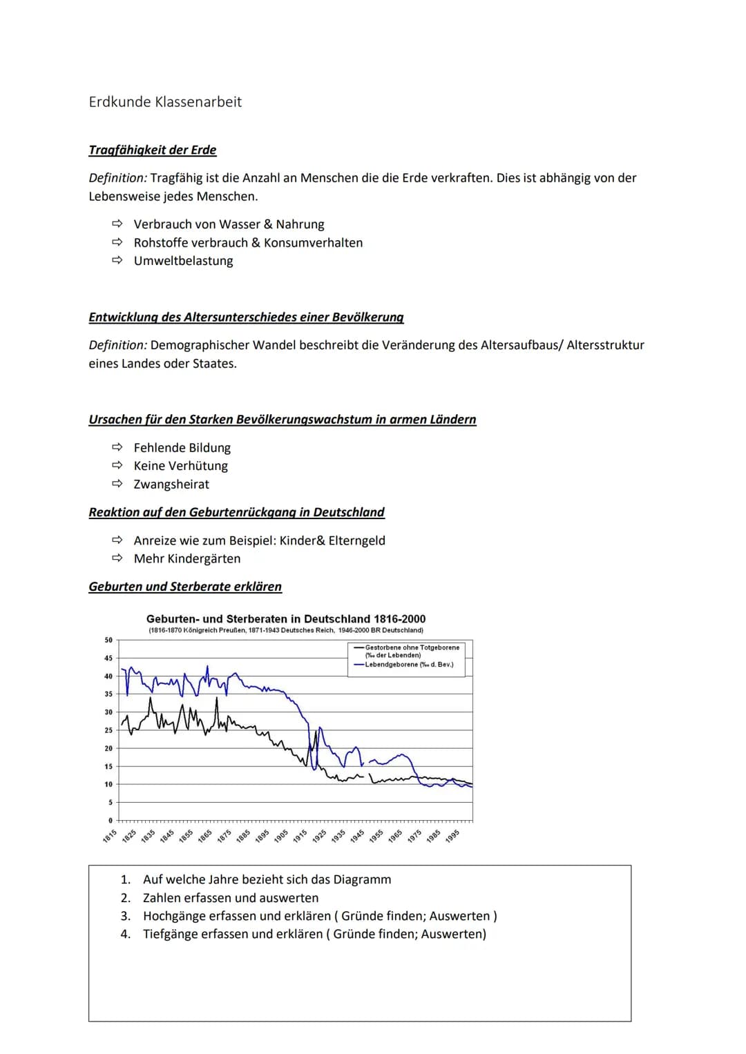 Erdkunde Klassenarbeit
Tragfähigkeit der Erde
Definition: Tragfähig ist die Anzahl an Menschen die die Erde verkraften. Dies ist abhängig vo