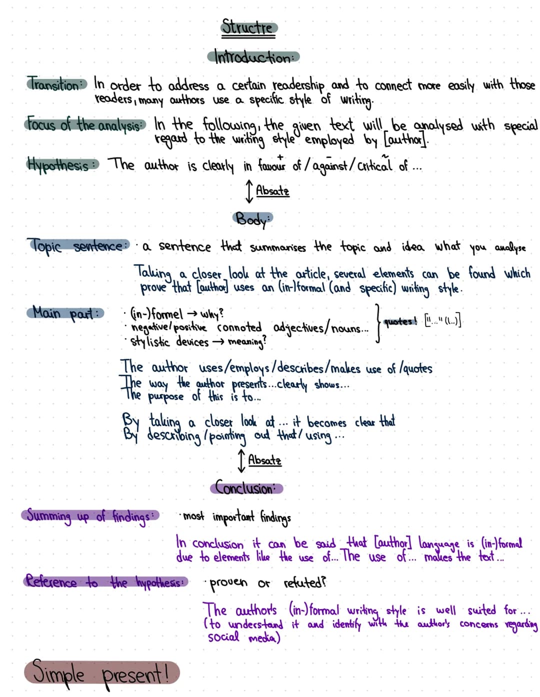 analysis
Non-fictional text
Task: Analyse the author's style of writing and its effects on the reader. Focus on language.
(style, tone, regi